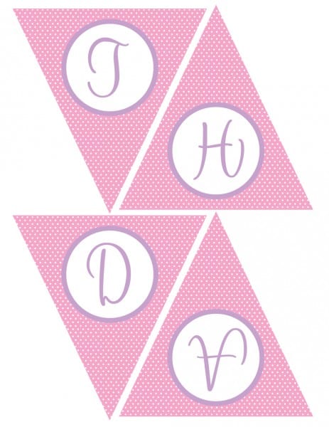 free pink and purple girl birthday printables from green apple