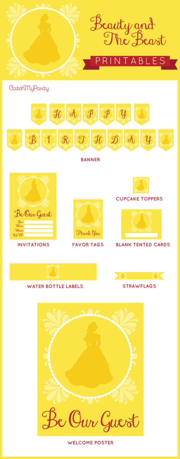 Free Beauty And The Beast Printables For Birthday Parties Catch My Party