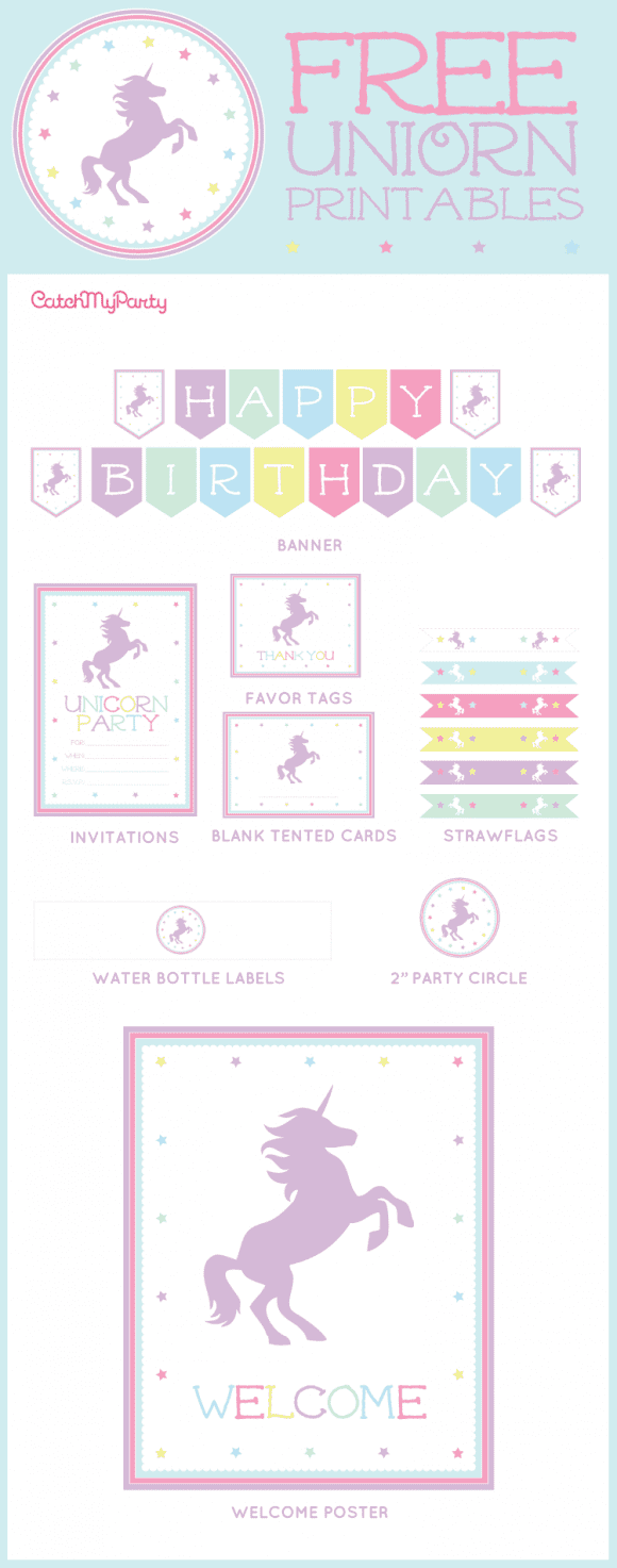 Free Unicorn Birthday Party Printables Catch My Party
