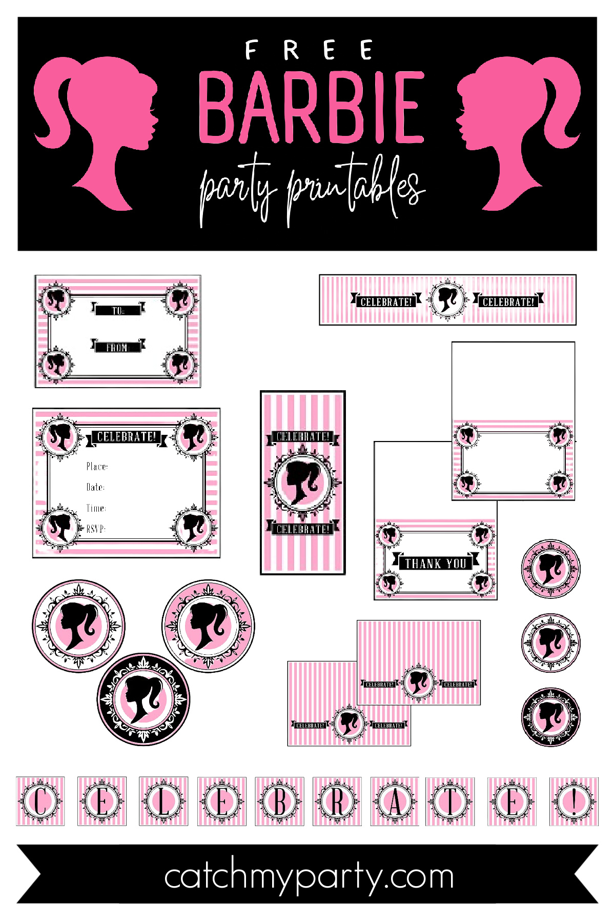Vintage Barbie Party Printables (FREE Download) | Catch My Party