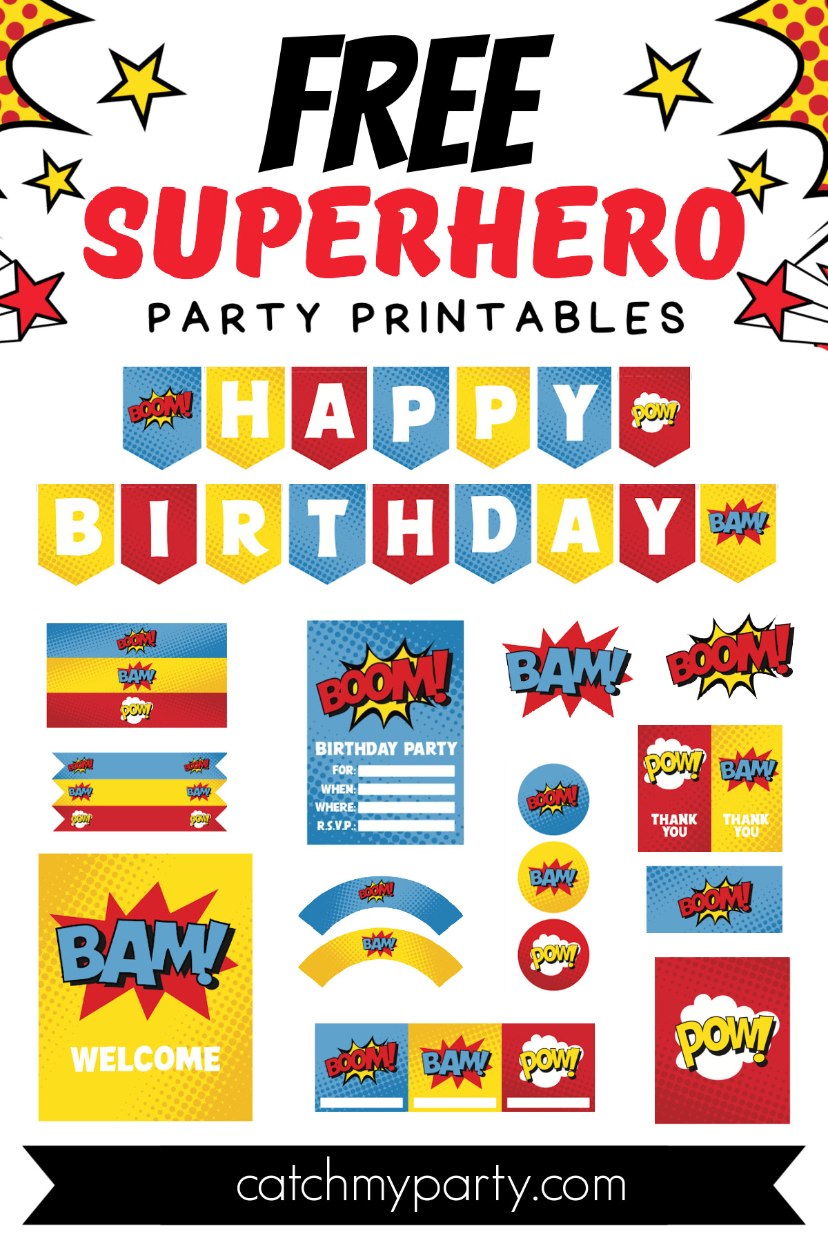 Awesome Superhero Party Printables (FREE Download)! | Catch My Party
