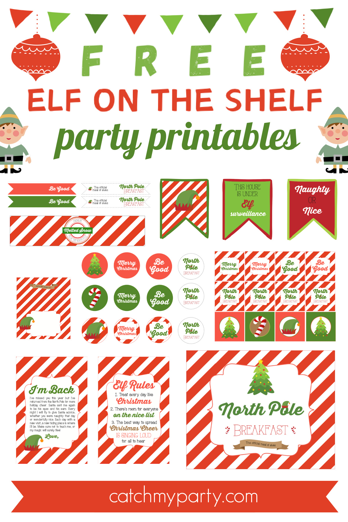 FREE Elf on a Shelf North Pole BREAKFAST PRINTABLES!🎄 | Catch My Party