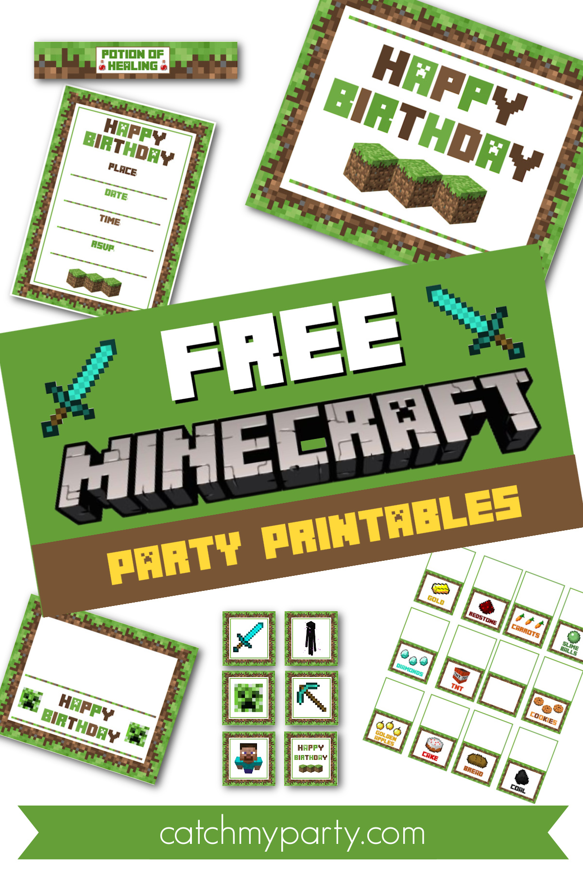 Download These Awesome FREE Minecraft Party Printables! | Catch My Party