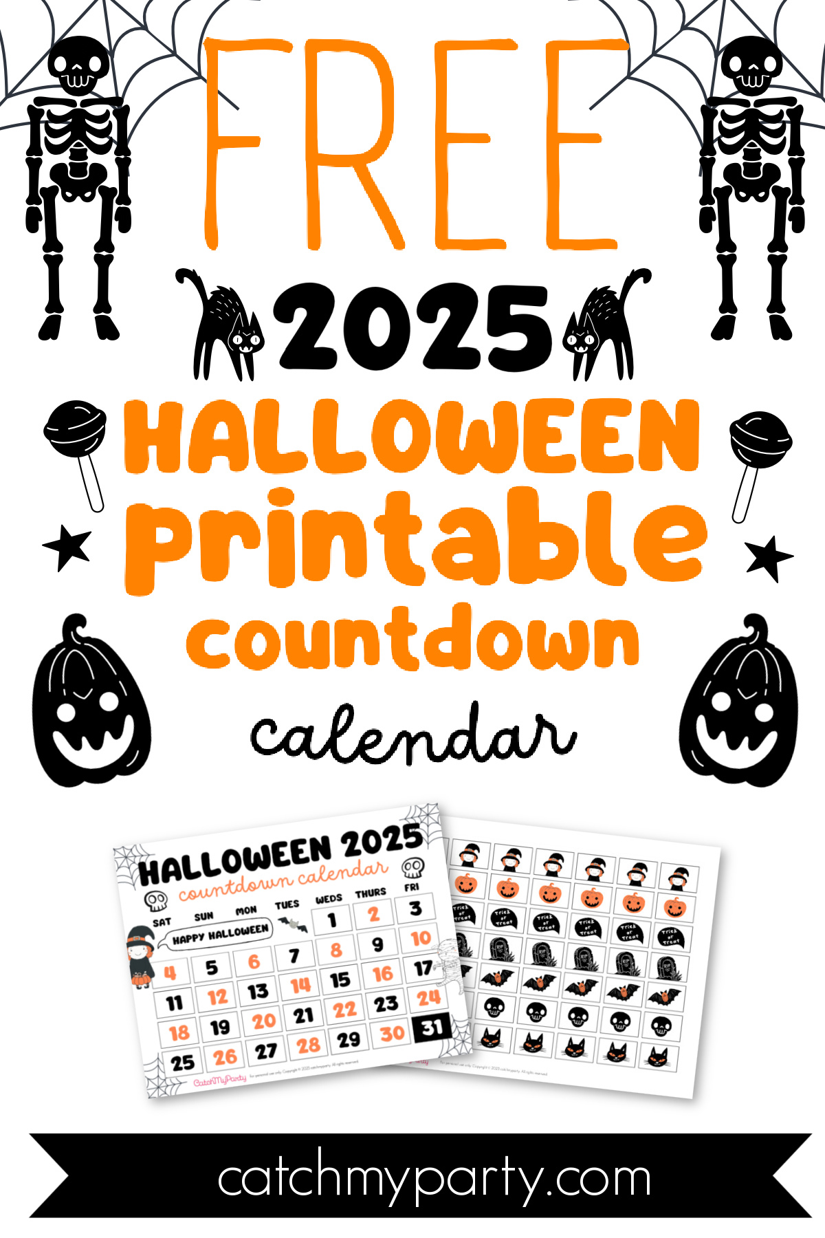 Free Printable Halloween Countdown Calendar 2025 🎃🕸️👻