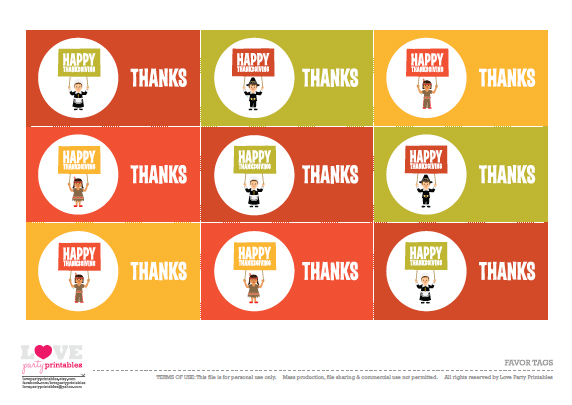 Free Thanksgiving Favor Tags | CatchMyParty.com