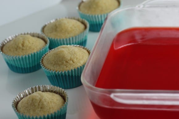 Strawberry Lemon Jello Filling Surprise Cupcake Recipe | CatchMyParty.com