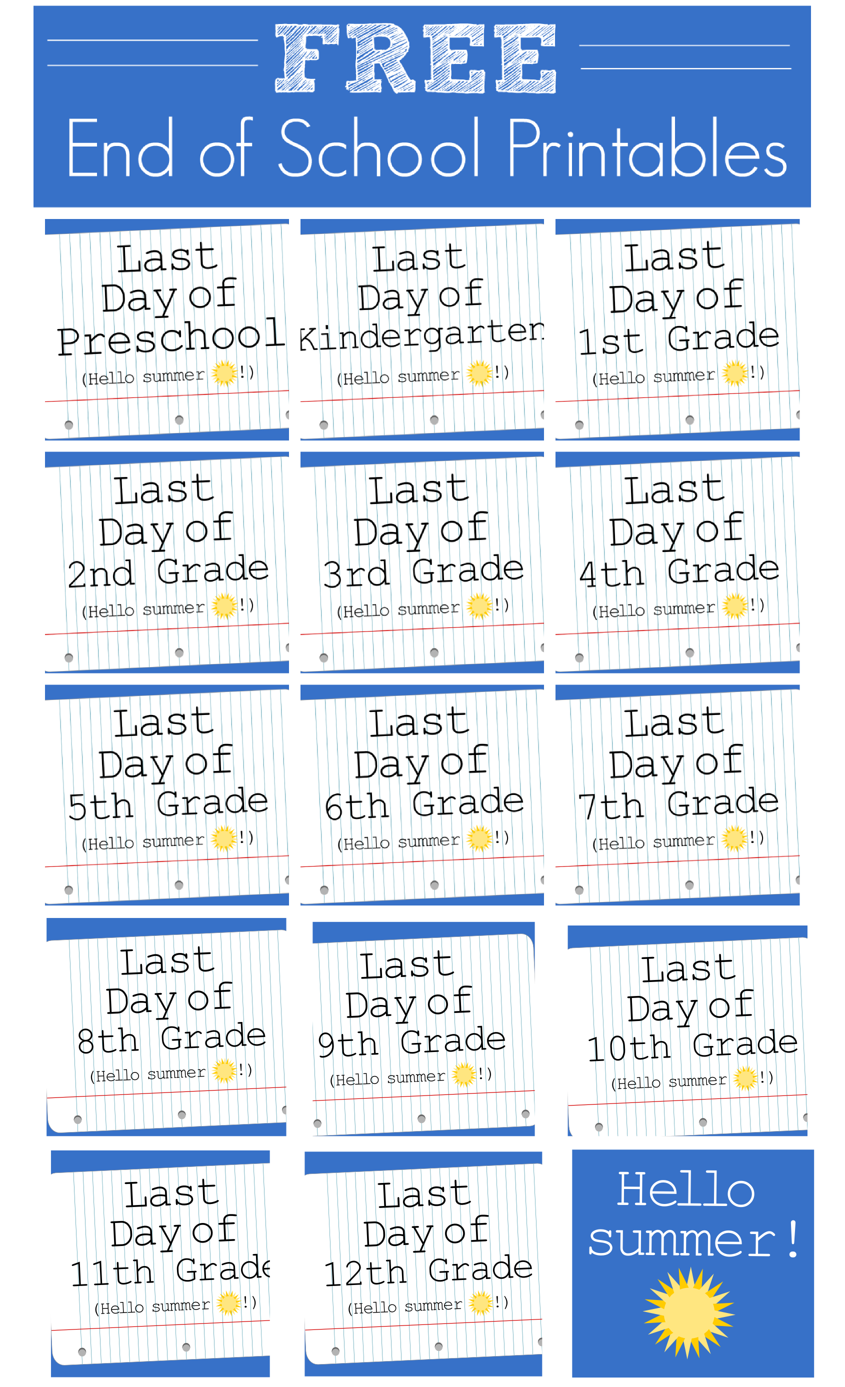 FREE End of School Printables for Kids and Teens | Catch My Party