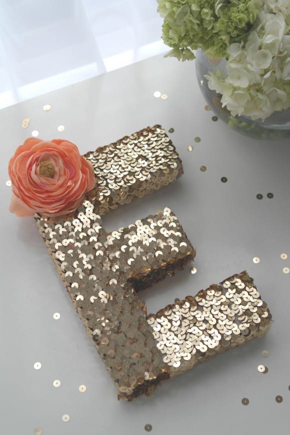 DIY Sequin Monogram | CatchMyParty.com