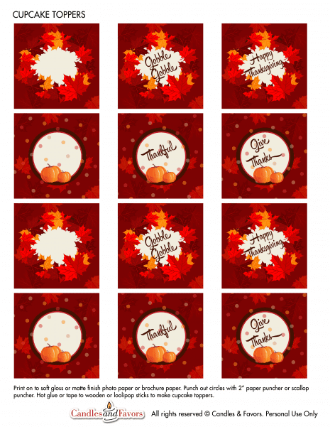 Free Thanksgiving Printables from Candles and Favors | Catch My Party