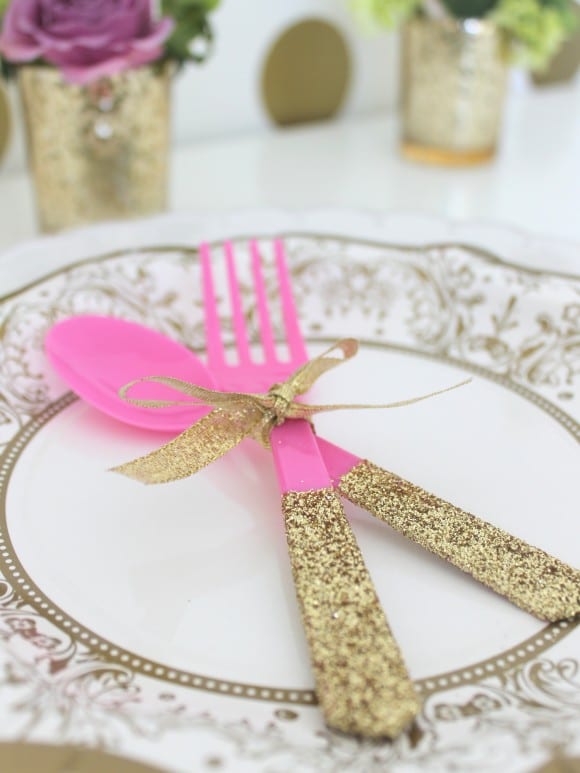Glitter Utensil DIY | CatchMyParty.com