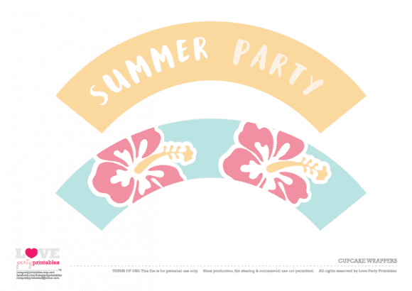 Cupcake wrappers Summer Party Printables | CatchMyParty.com