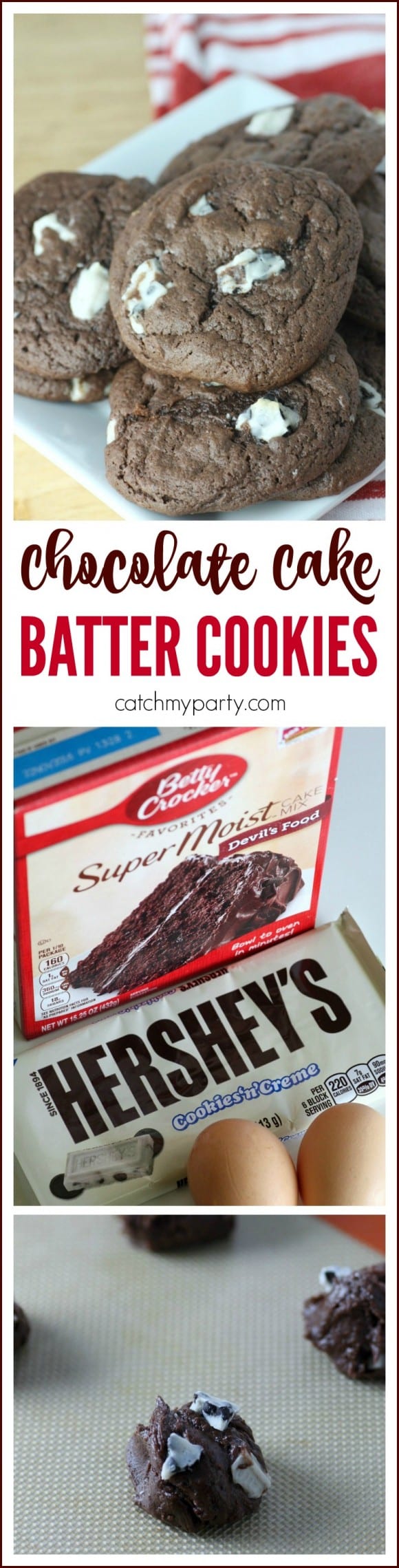 Chocolate Cake Batter Cookies With Cookies and Cream | CatchMyParty.com
