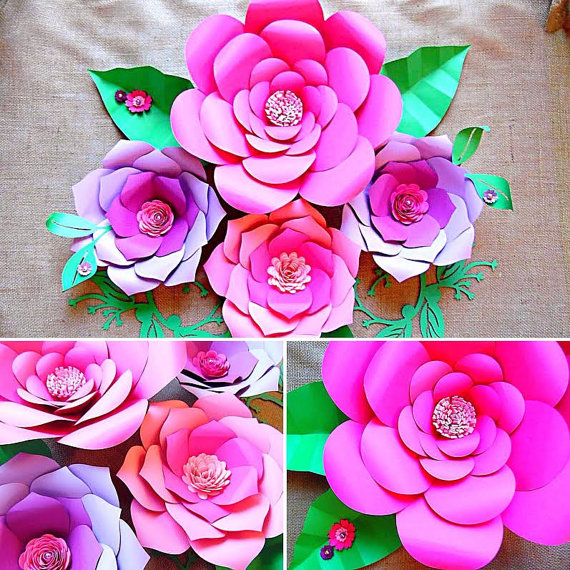 DIY Paper flower tutorial and template | Catchmyparty.com