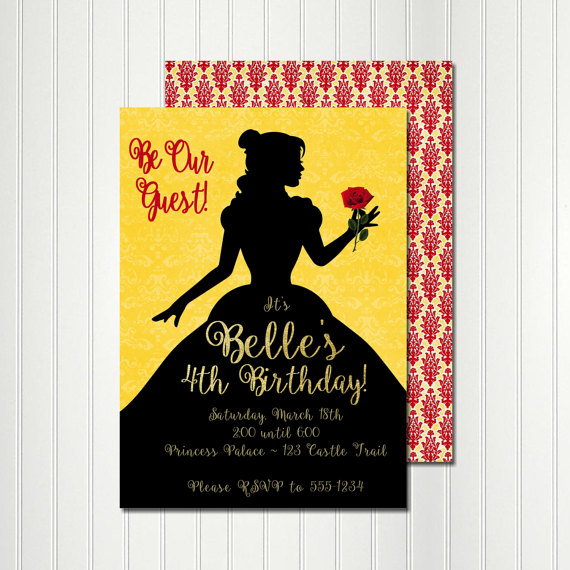 Beauty and the Beast Birthday party Invitation | CatchMyParty.com