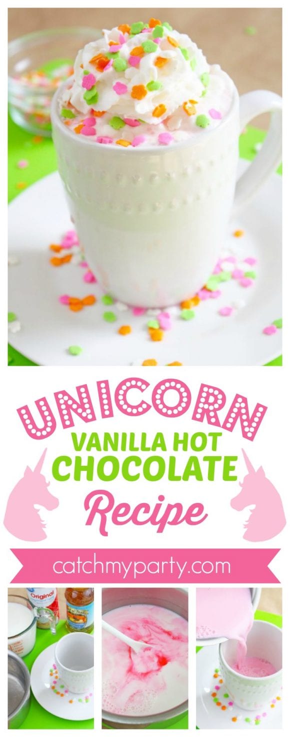 Unicorn Vanilla Hot Chocolate Recipe | CatchMyParty.com Unicorn Vanilla Hot Chocolate Recipe | CatchMyParty.com