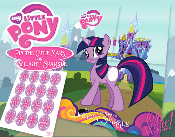 My Little Pony 'Pin the Cutie Mark' Party Game | CatchMyParty.com My Little Pony 'Pin the Cutie Mark' Party Game | CatchMyParty.com