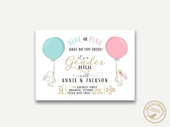 Gender Reveal party supplies - Invitation | CatchMyParty.com Gender Reveal party supplies - Invitation | CatchMyParty.com