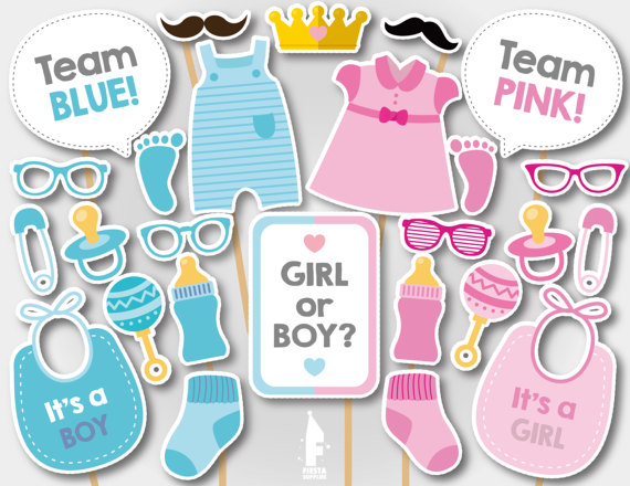 Gender reveal party supplies - Photo Booth Props | CatchMyParty.com Gender reveal party supplies - Photo Booth Props | CatchMyParty.com