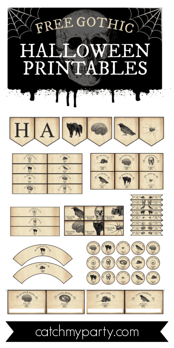 Download the Best Free Gothic Halloween Party Printables! | Catch My Party