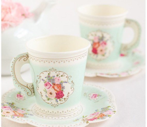 Mary Poppins party supplies - Vintage Paper Tea Party Cups | CatchMyParty.com Mary Poppins party supplies - Vintage Paper Tea Party Cups | CatchMyParty.com