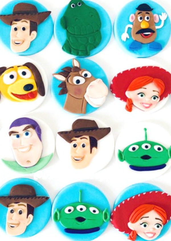 Fondant Toy Story Cupcake Toppers | CatchMyParty.com Fondant Toy Story Cupcake Toppers