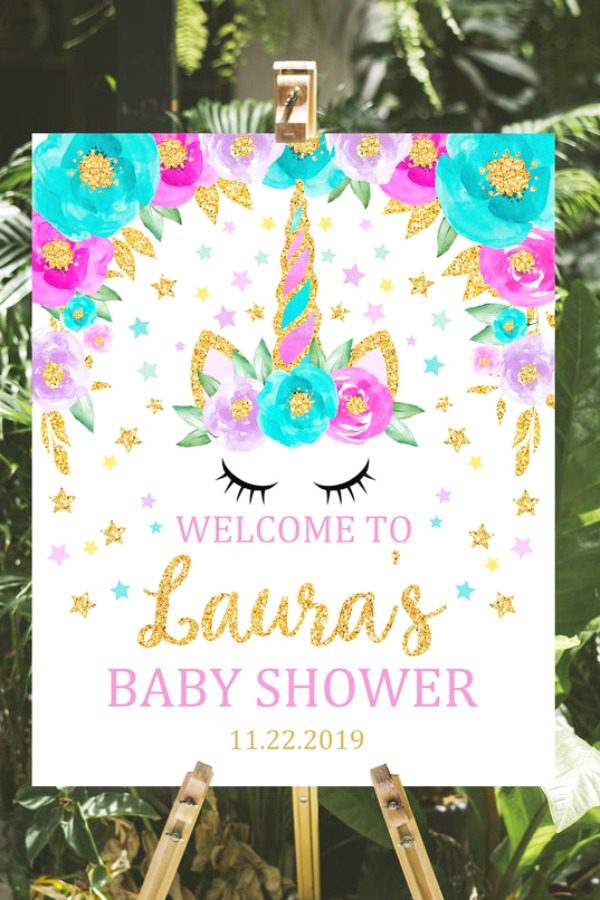 Mermaid Baby Shower Welcome Poster | CatchMyParty.com Mermaid Baby Shower Welcome Poster