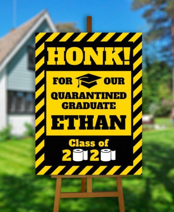 'Honk' Drive-by Quarantine Graduation Party Sign | CatchMyParty.com 'Honk' Drive-by Quarantine Graduation Party Sign