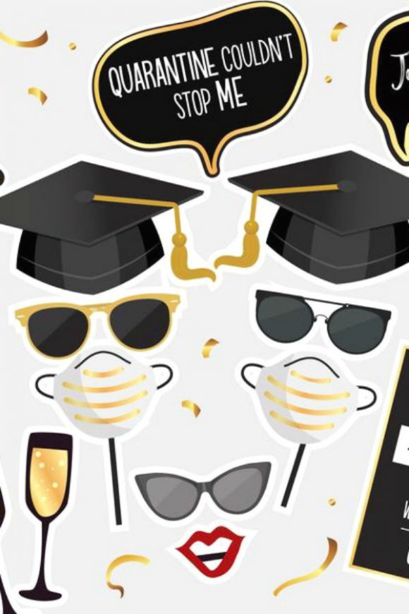 Quarantine Graduation Photo Booth Props | CatchMyParty.com Quarantine Graduation Photo Booth Props