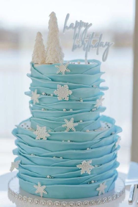 Winter-Themed Birthday Cake