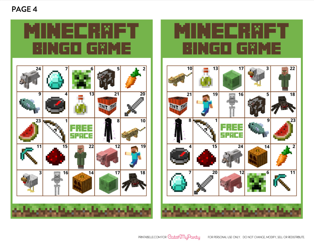 FREE Fantastic Printable Minecraft Bingo Game! | Catch My Party