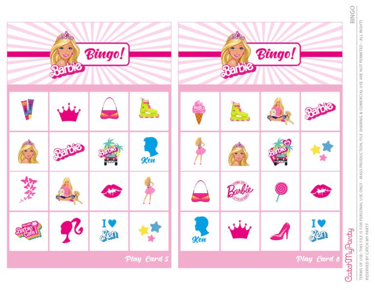 (12 Cards) FREE Fun Printable BARBIE Bingo Game! | Catch My Party