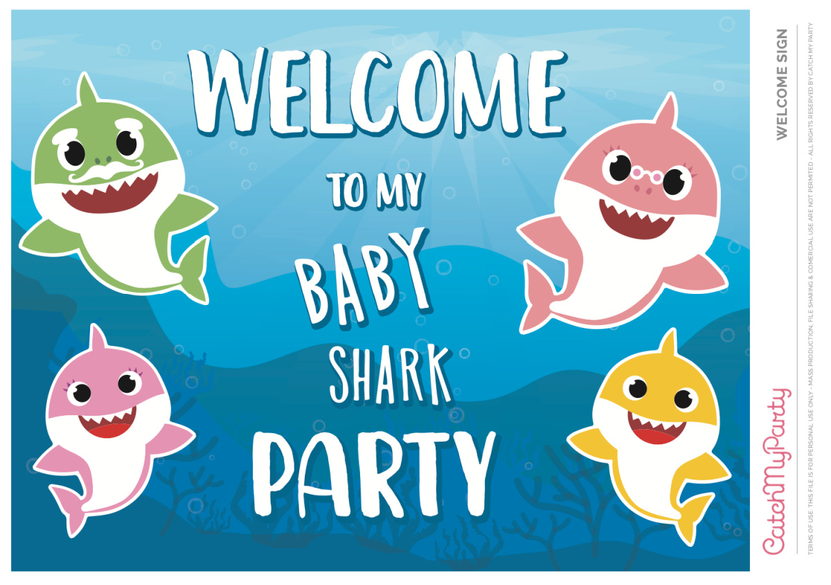 Free Baby Shark Party Printables - Welcome Posters