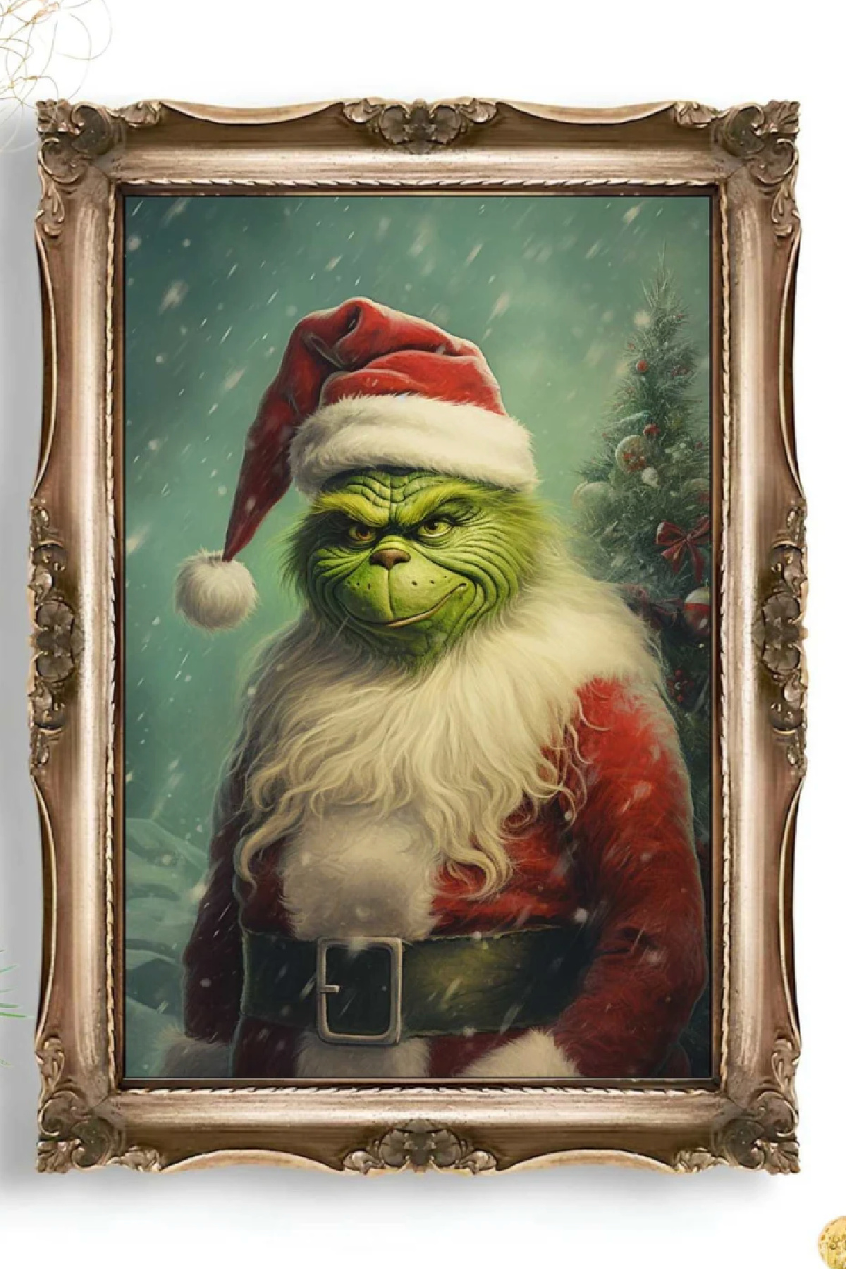 Vintage Grinch Portrait for Christmas Party Décor