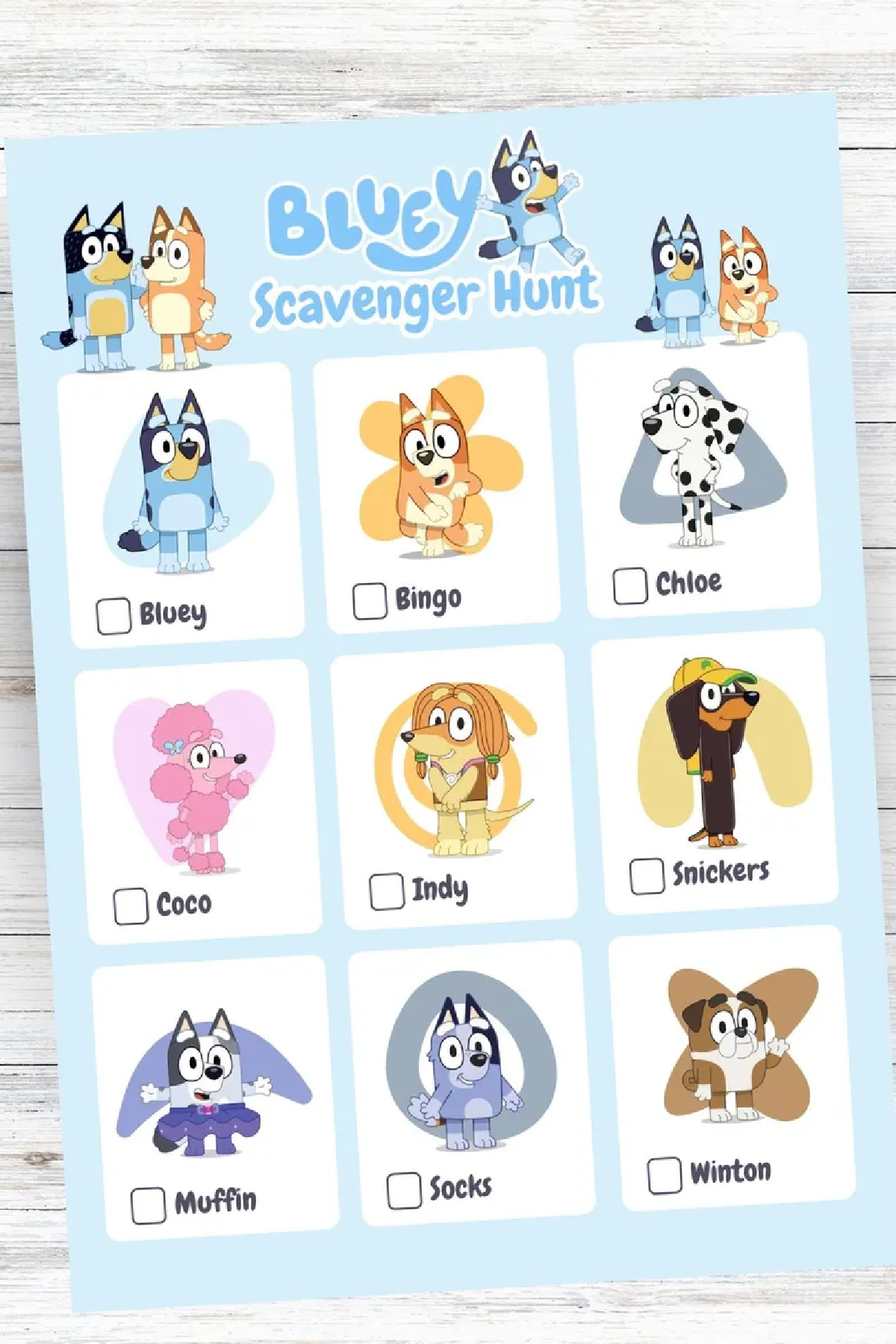 Bluey Scavenger Hunt Bluey Scavenger Hunt