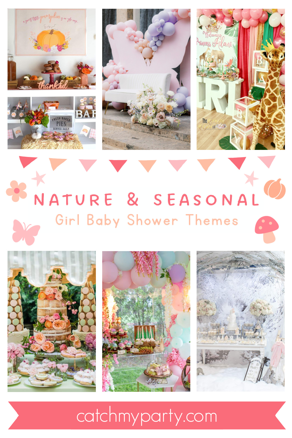 Nature & Seasonal Girl Baby Shower Themes