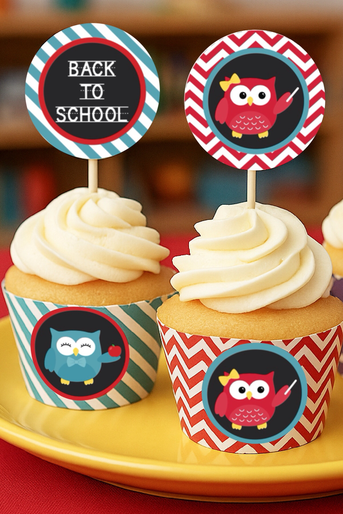 FREE Back to School Owl Cupcake Wrappers & Toppers
