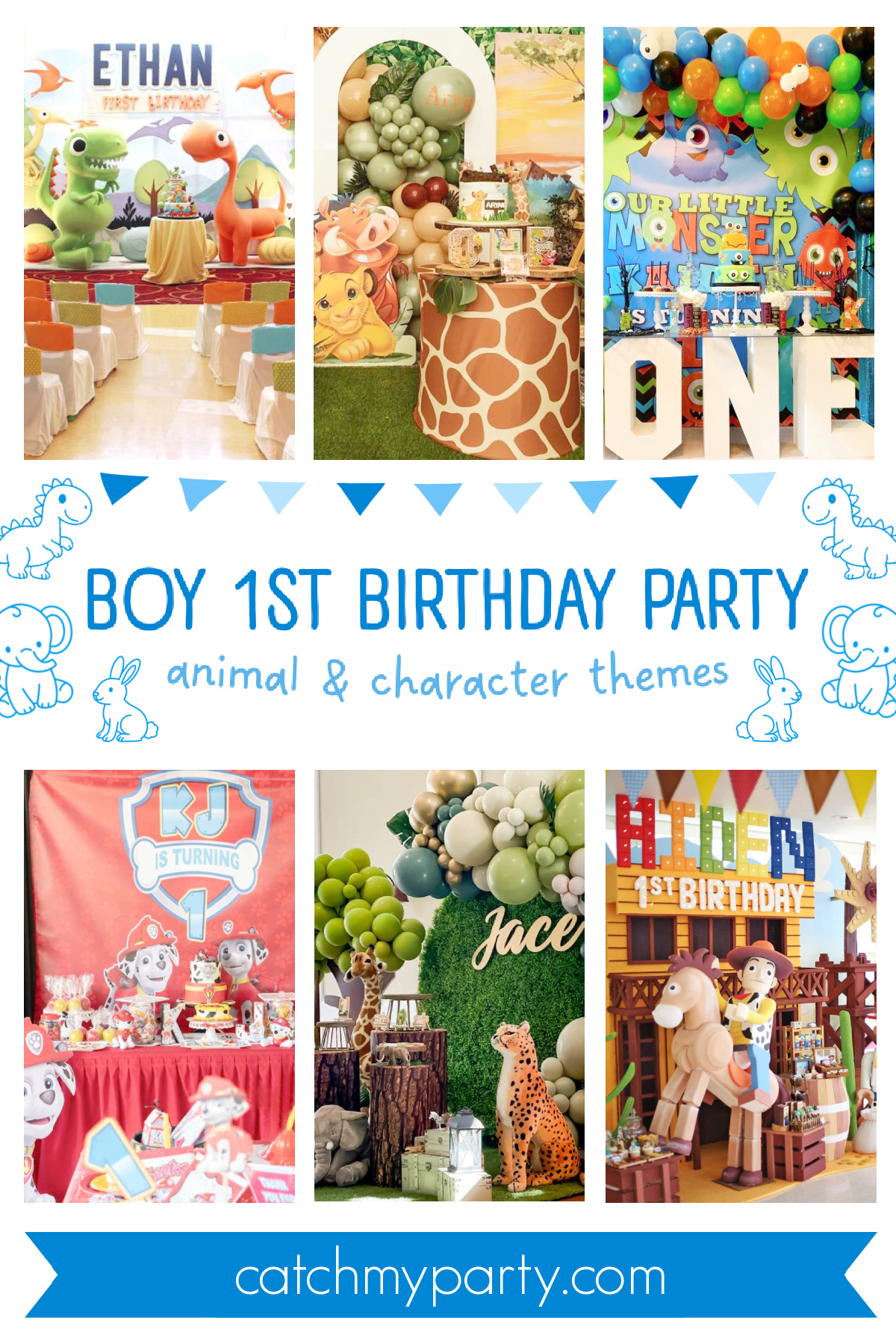 Popular Boy 1st Birthday Party - Animal & Character Themes