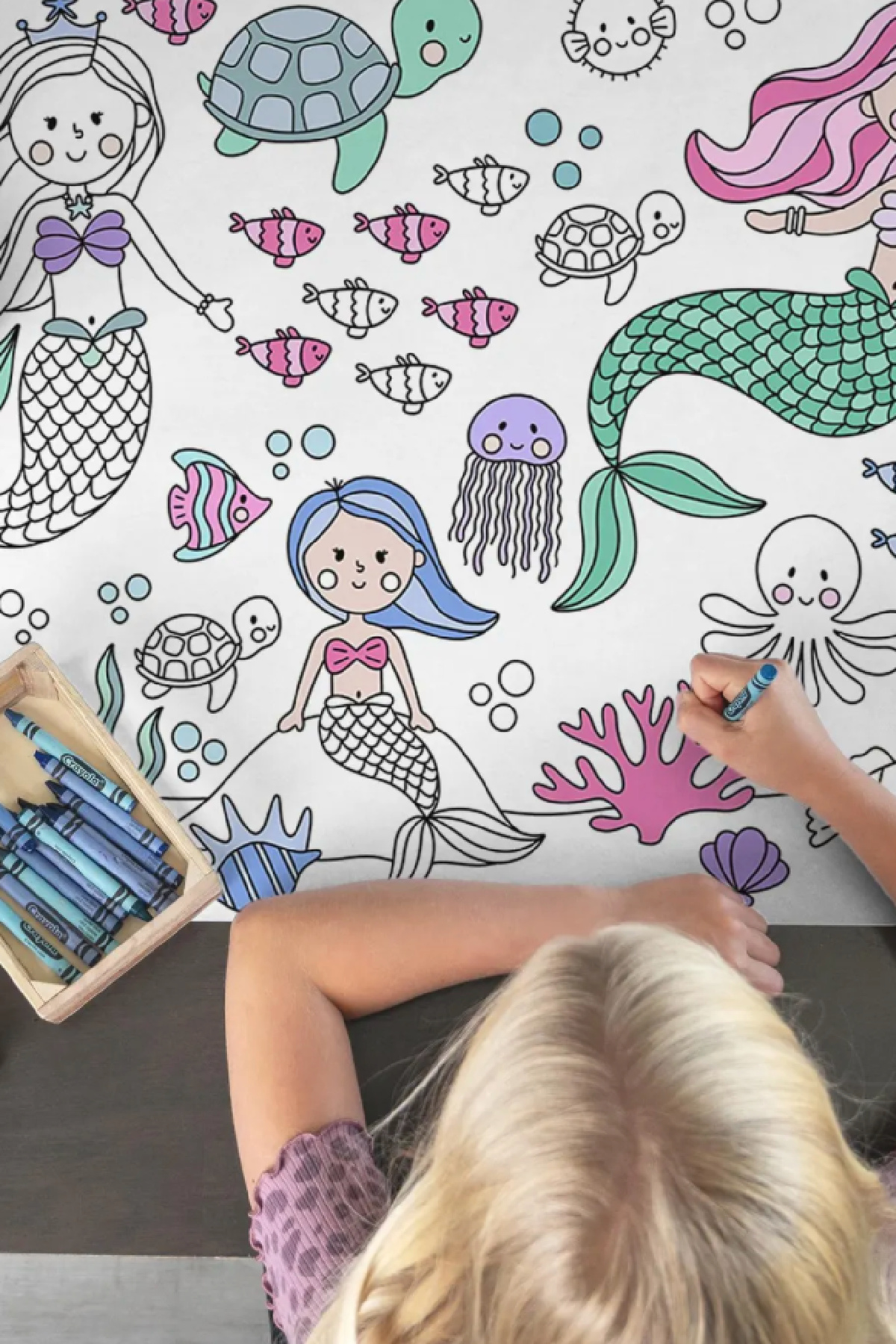 Mermaid Coloring Poster Mermaid Coloring Poster
