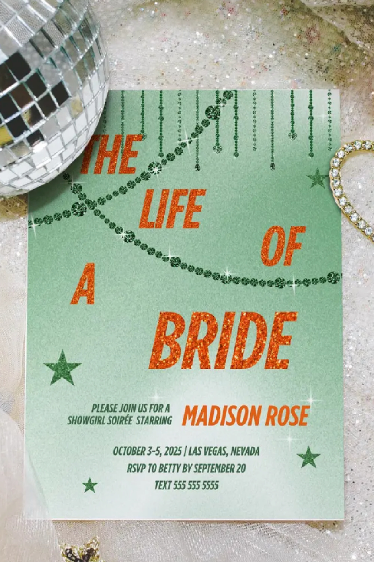 Life of a Showgirl Bachelorette Invitation