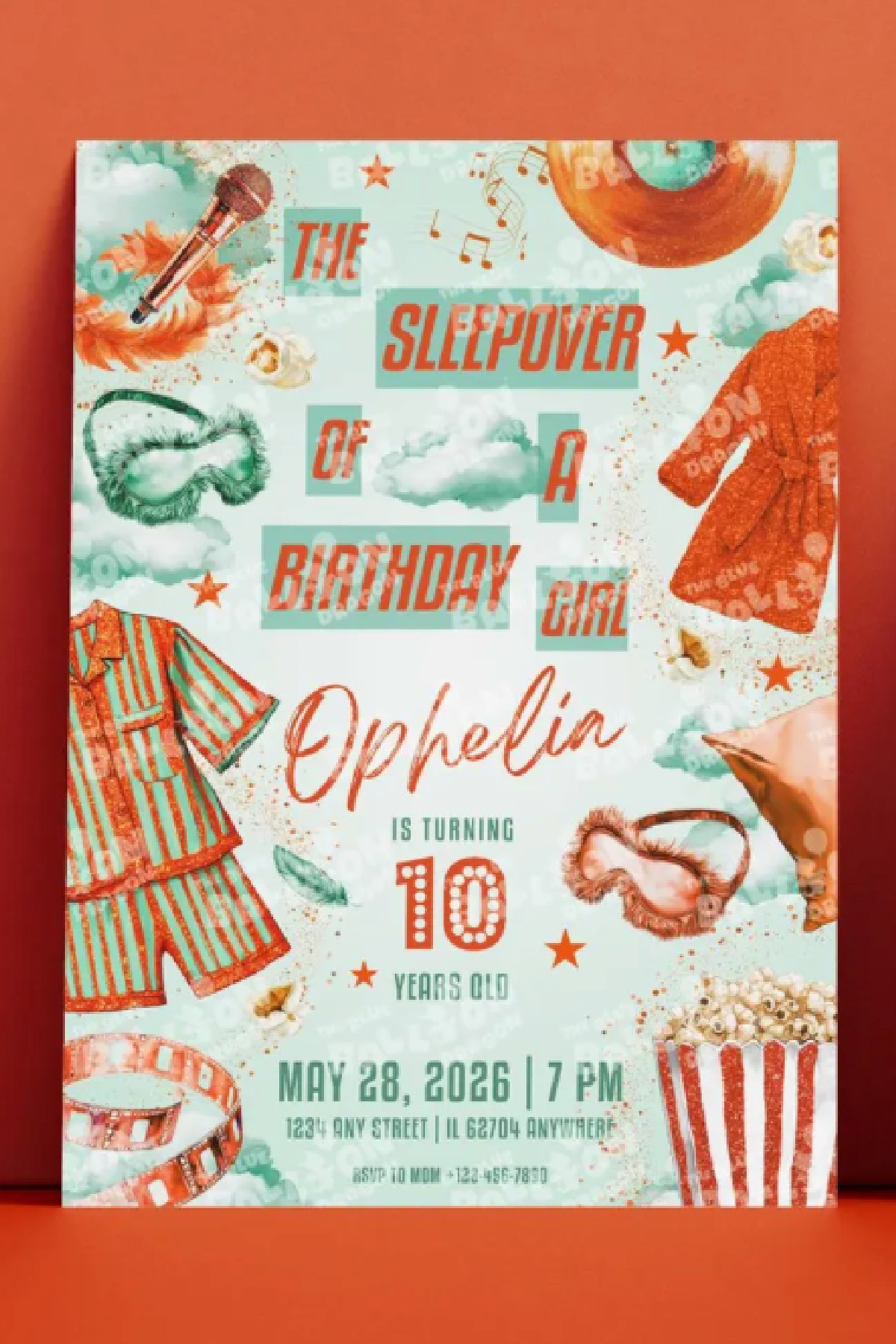 Life of a Showgirl Sleepover Party Invitation