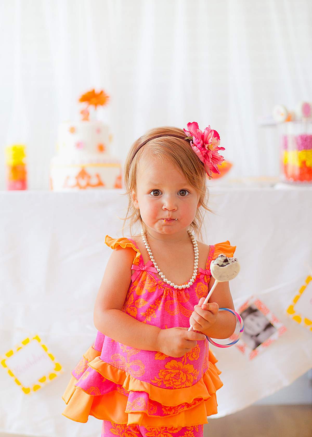 ALexa Cate's 2nd Birthday Party - Pink, Orange & Yellow with flowers