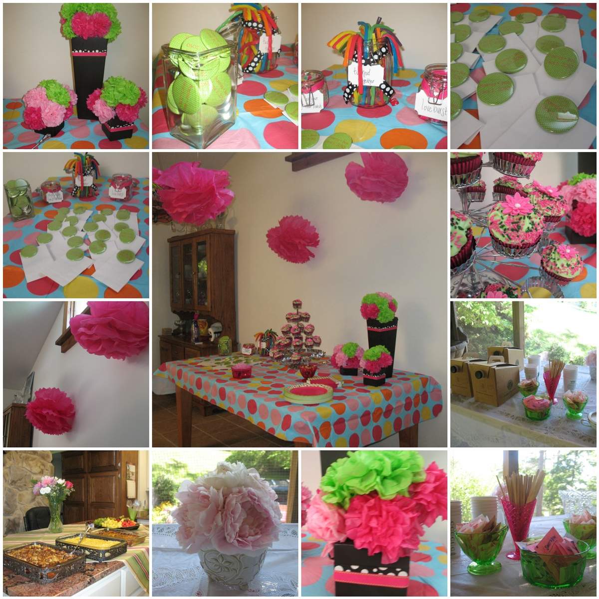 Green and Pink Polka Dot Bridal Shower - None