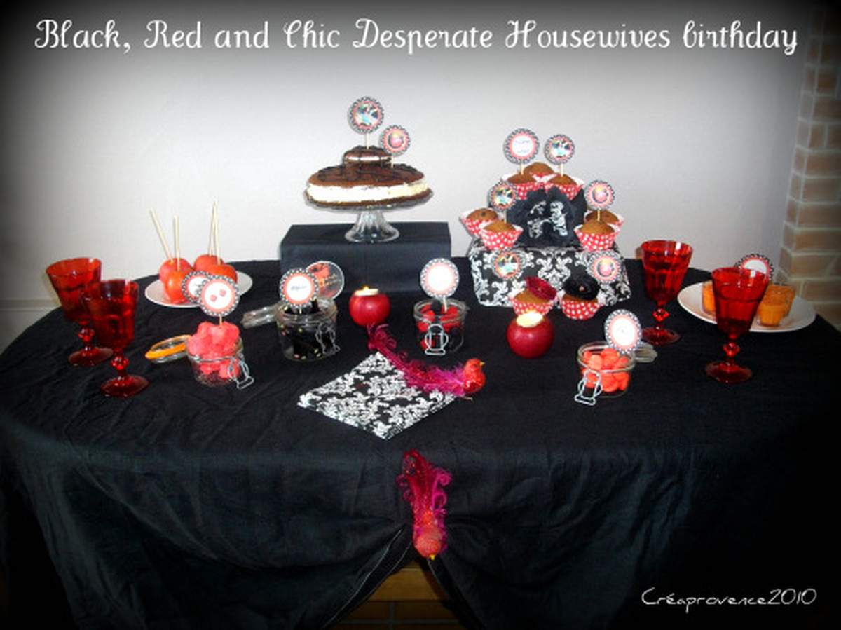 Black ,red and chic desperate housewives birthday party - desperate housewives