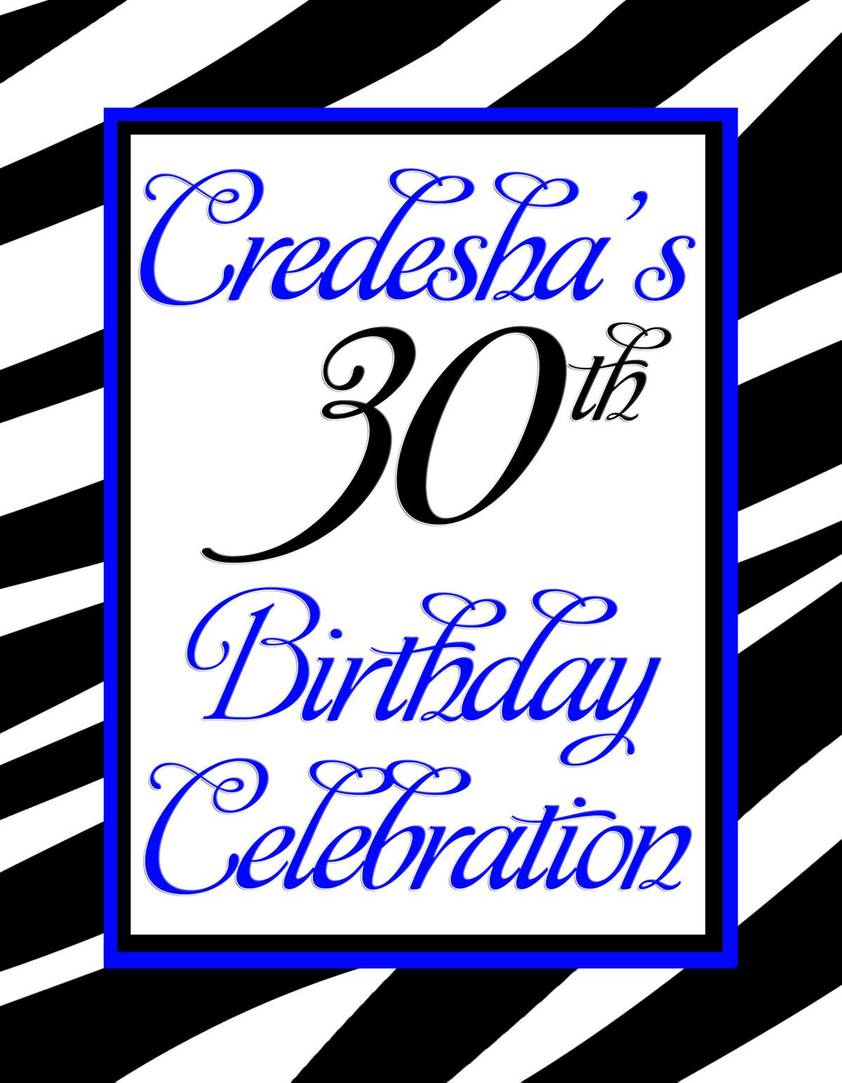 Credesha's **DIVA**Birthday Bash wit a Twist Of Colors - DIVA Royal Blue & Zebra 