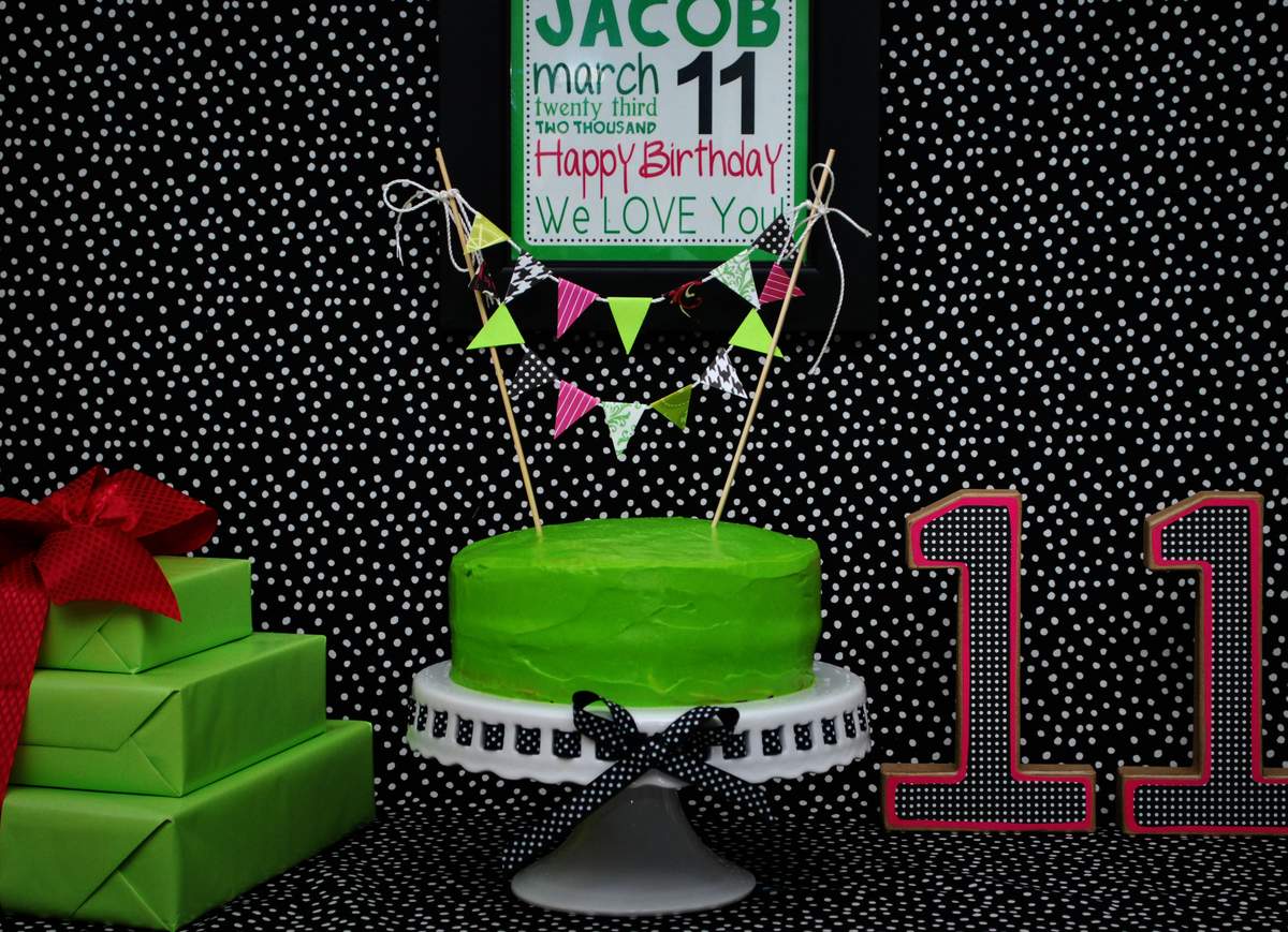 Jacob's Birthday Dinner - Neon green, black and pink