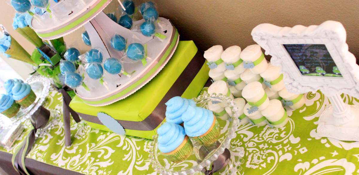Planes, Trains, Automobiles and Damask Baby Shower Party Ideas Photo