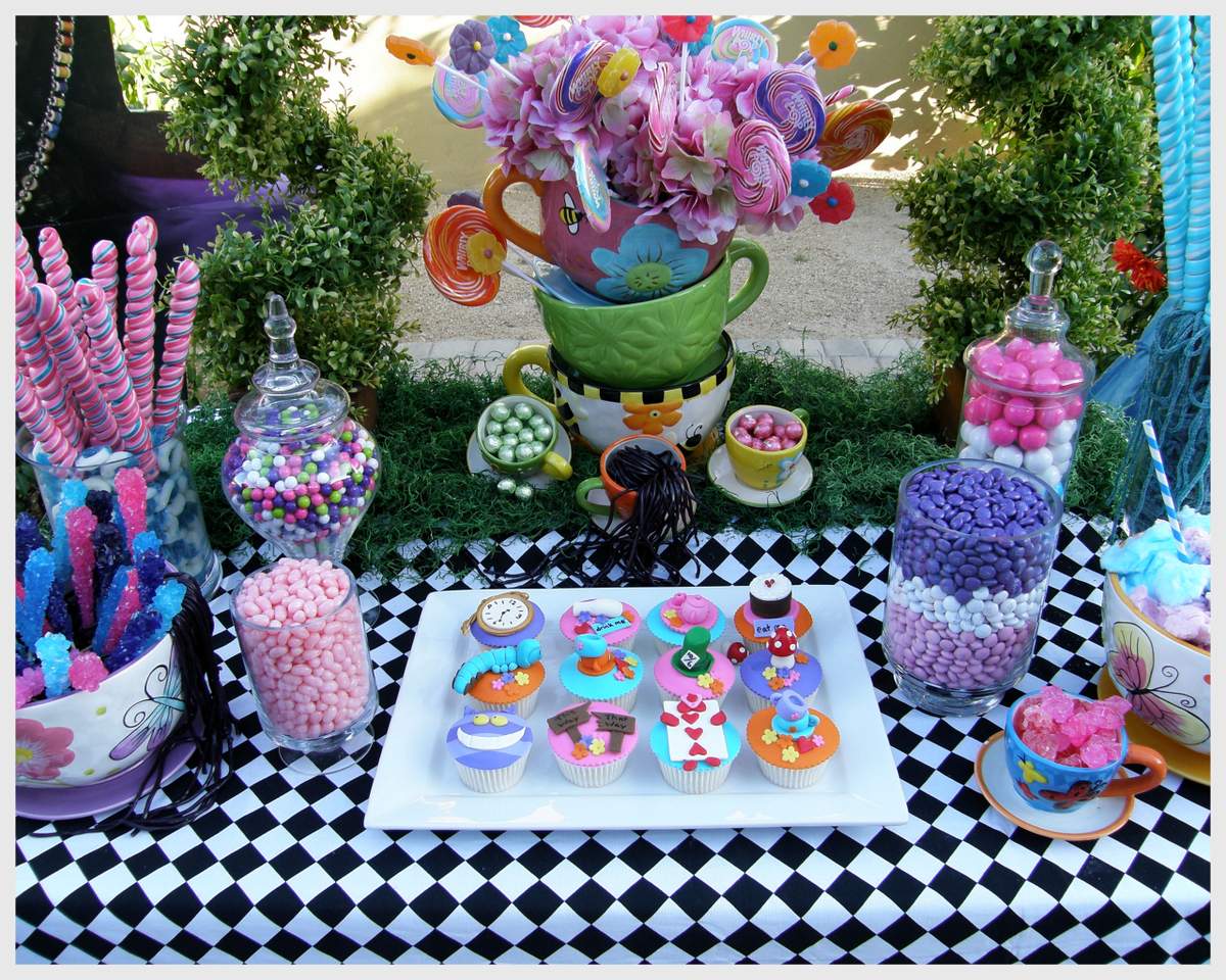 Alice In Wonderland Mad Tea Party Candy Buffet Birthday Party Ideas Photo 1 Of 12 Catch My Party