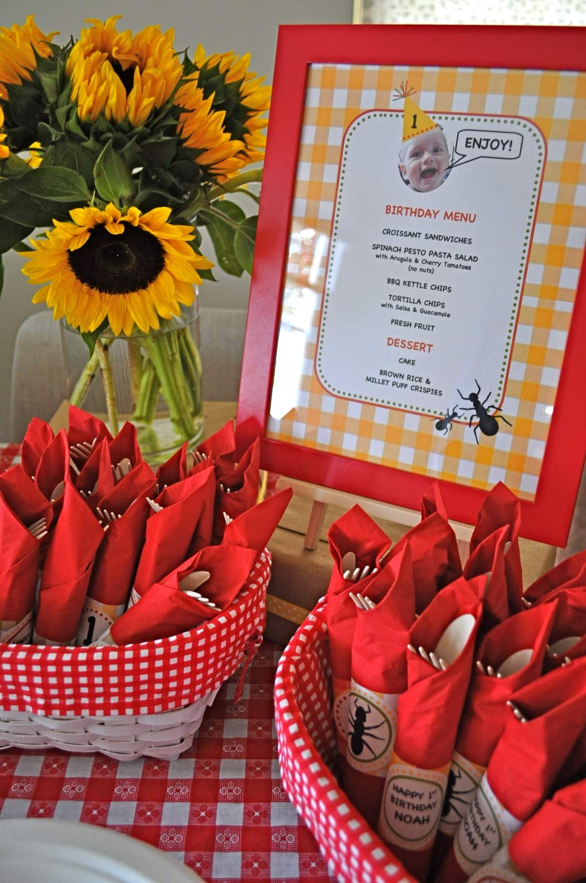 Noah's 1st Birthday  - Picnic, Pennants & Pinwheels