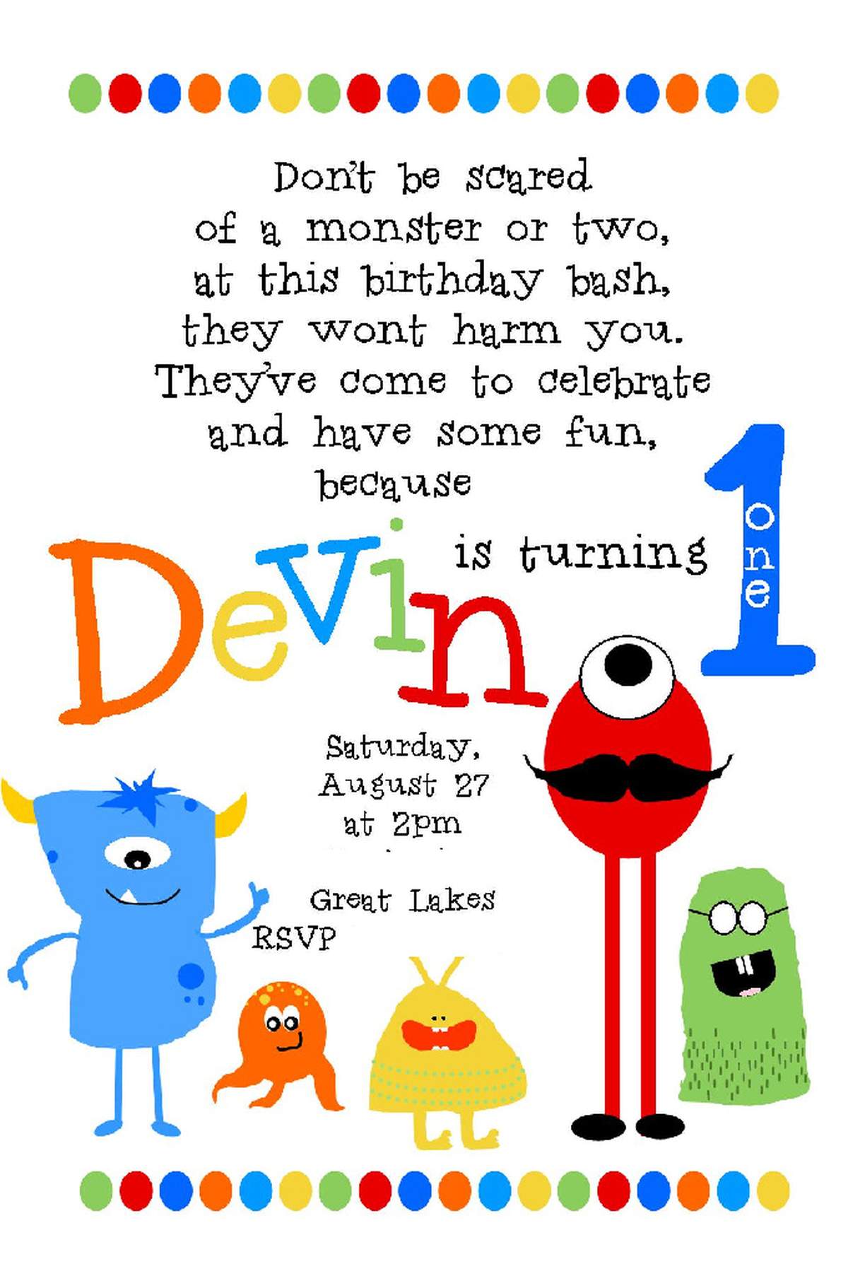 Devins 1st Birthday - Little Monsters