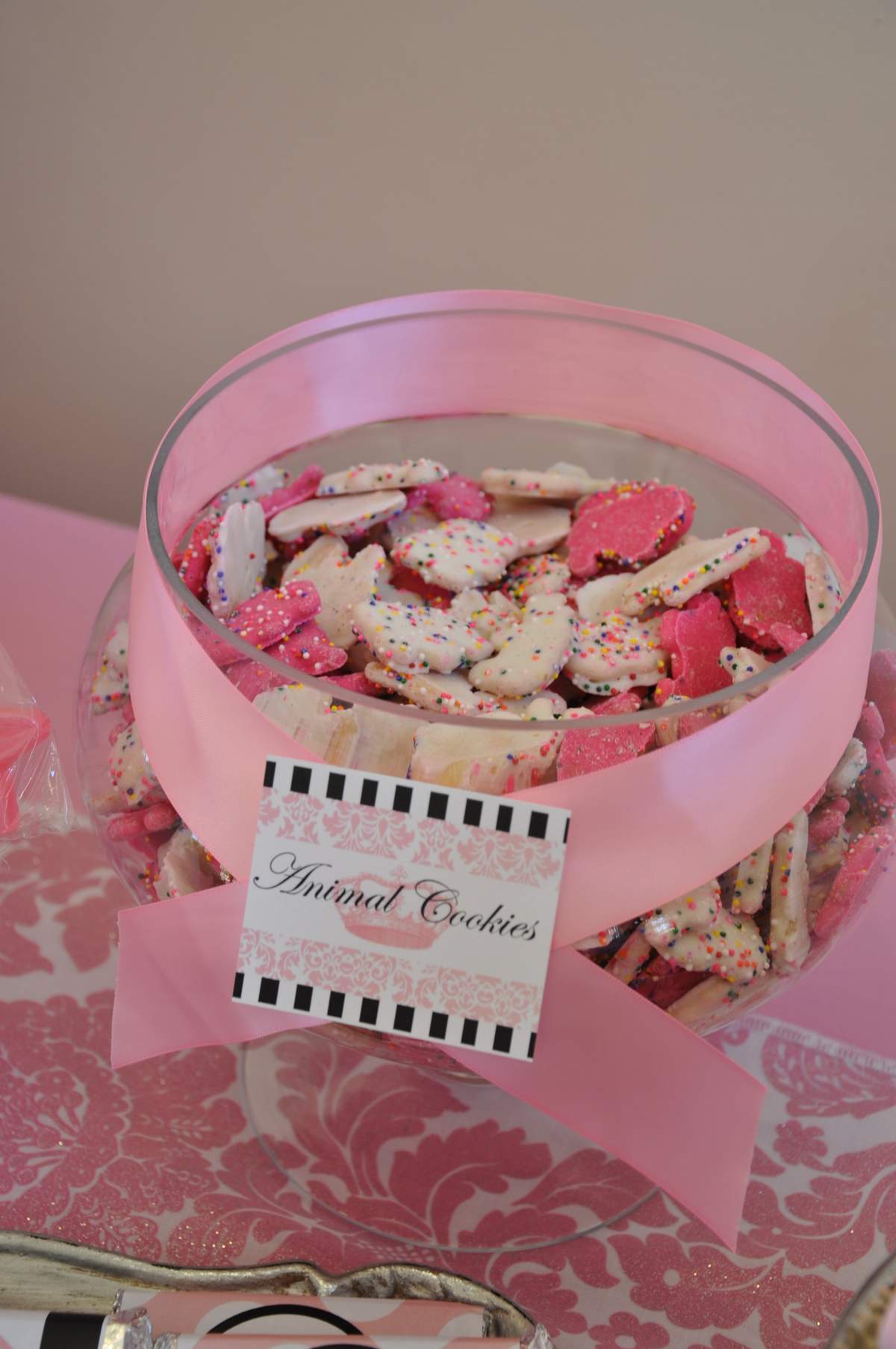 Damask Birthday Crown Pink and Gold 1st Birthday Girl